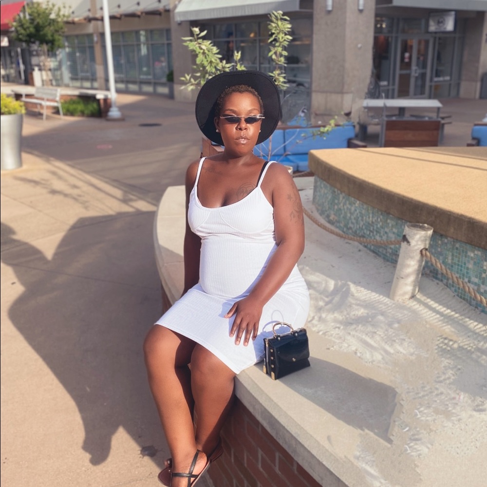 White midi dress